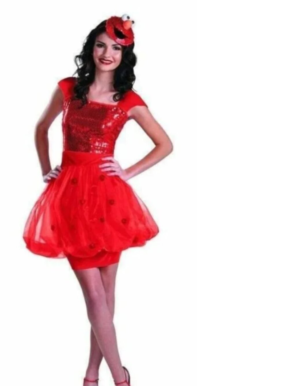 Elmo Sesame Street Halloween Costume 12/14 Sequined Glam Dress Party 2 Pc Womens